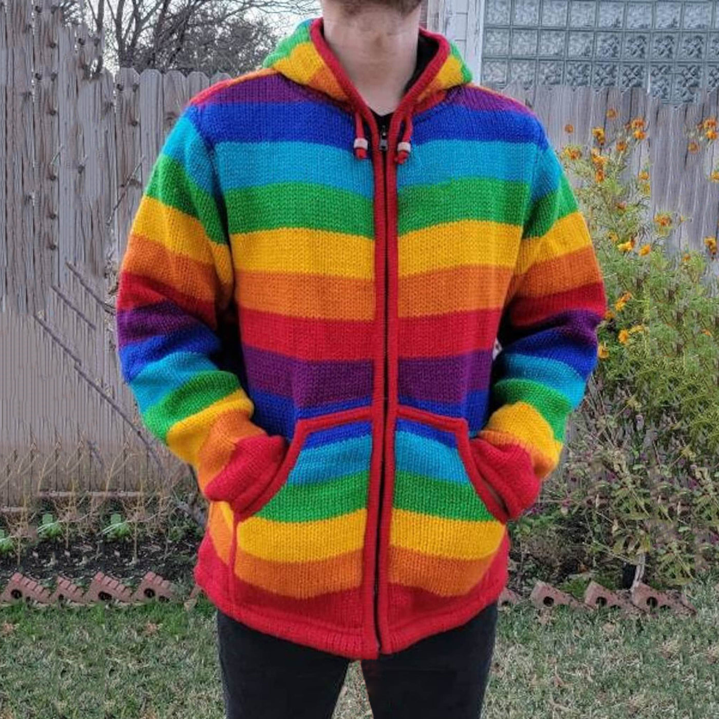 Colourful Iceland Jacquard Zipper Up Hooded Sweater(Unisex) elevenforest