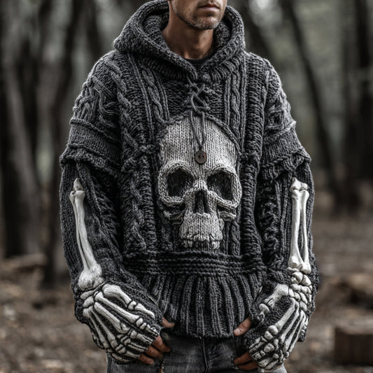 Men's Vintage Viking-style Skull-patterned Warm Sweater elevenforest