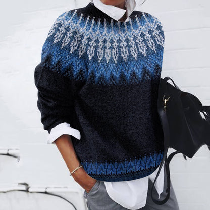 Vintage Tribal Icelandic Knit Contrast Pattern Sweater elevenforest
