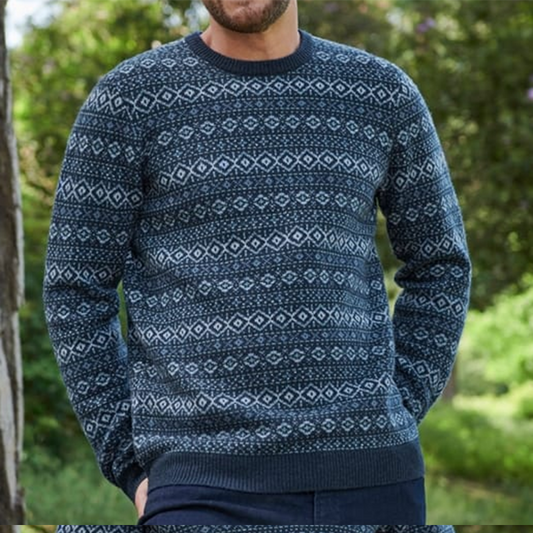 Vintage Warmth Aspiga Knit Jacquard Icelandic Crew Neck Sweater（Unisex ） elevenforest