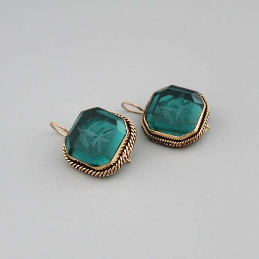 Green Glass Earrings