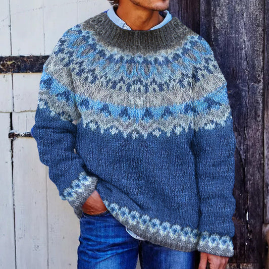 Mens Vintage Fair Isle Knit Pattern Art Cozy Sweater elevenforest