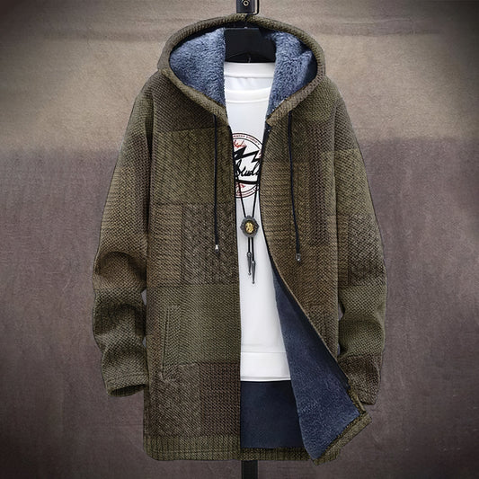 Men's Vintage Fairman Island Patchwork Pattern Zip Sweater elevenforest