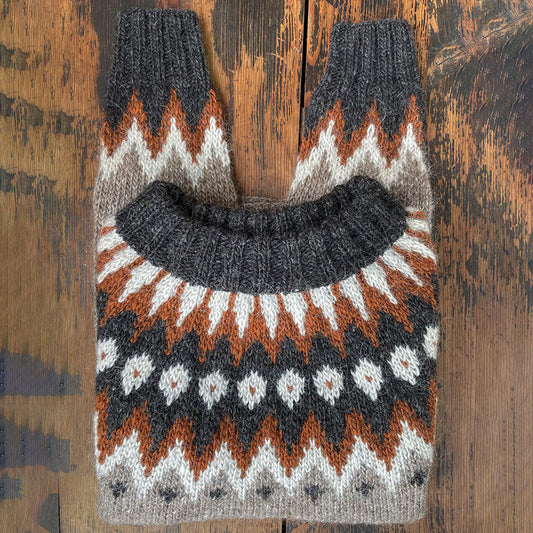 Vintage Icelandic Knit Jacquard Warmth Crew Neck Sweater（Unisex） elevenforest