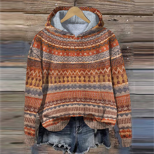 Vintage Fairman Island Jacquard Hooded Sweater elevenforest