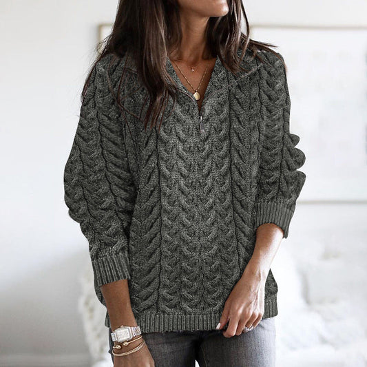 Women's Super Soft Honeycomb Half Zip Aran Sweater elevenforest