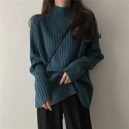 Renee® | Women's sweater with a stand-up collar and long sleeves