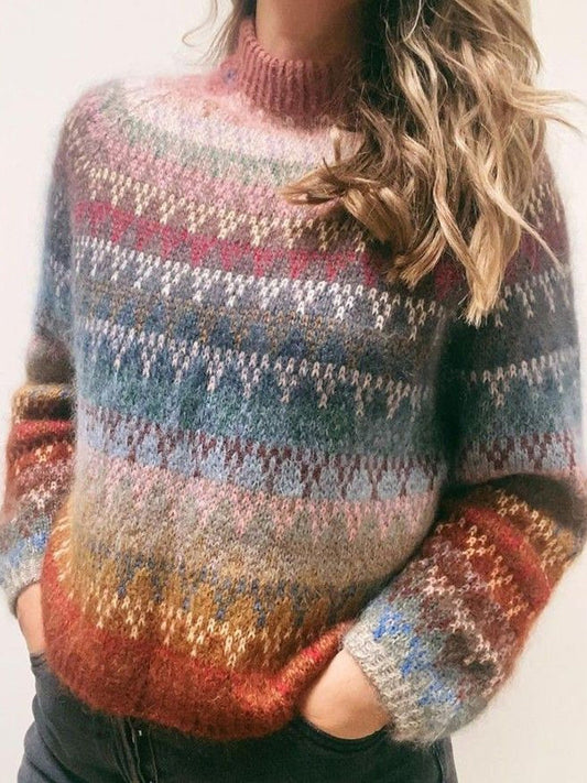 Women's Retro Ethnic Style Iceland Knit Jacquard Sweater elevenforest