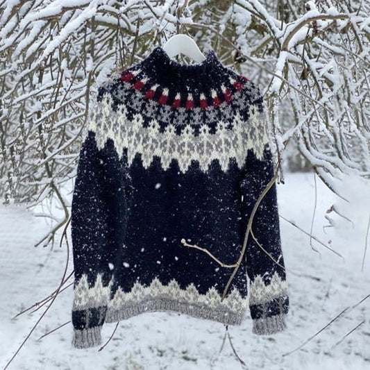 Vintage Beautiful Knit Jacquard Crew Neck Sweater（Unisex） elevenforest