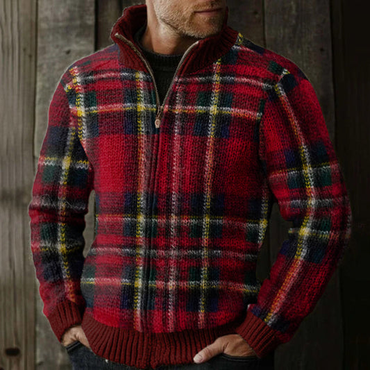 Men's Brand Classic Scottish Check Jacquard Sweater elevenforest