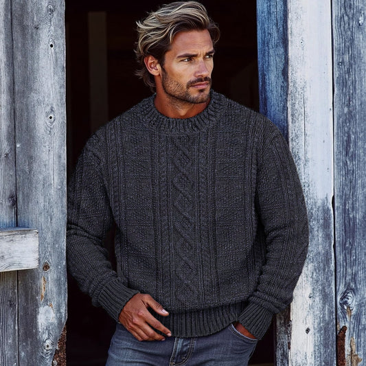 Men's Vintage Clan Pattern Aran Sweater elevenforest