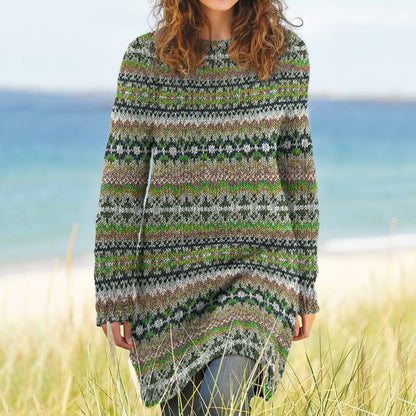 Vintage Icelandic Pattern Knitted Sweater Dress elevenforest