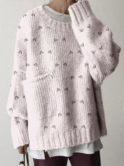 Cute Cat Ears Graphic Big Pocket Cozy Sweater elevenforest