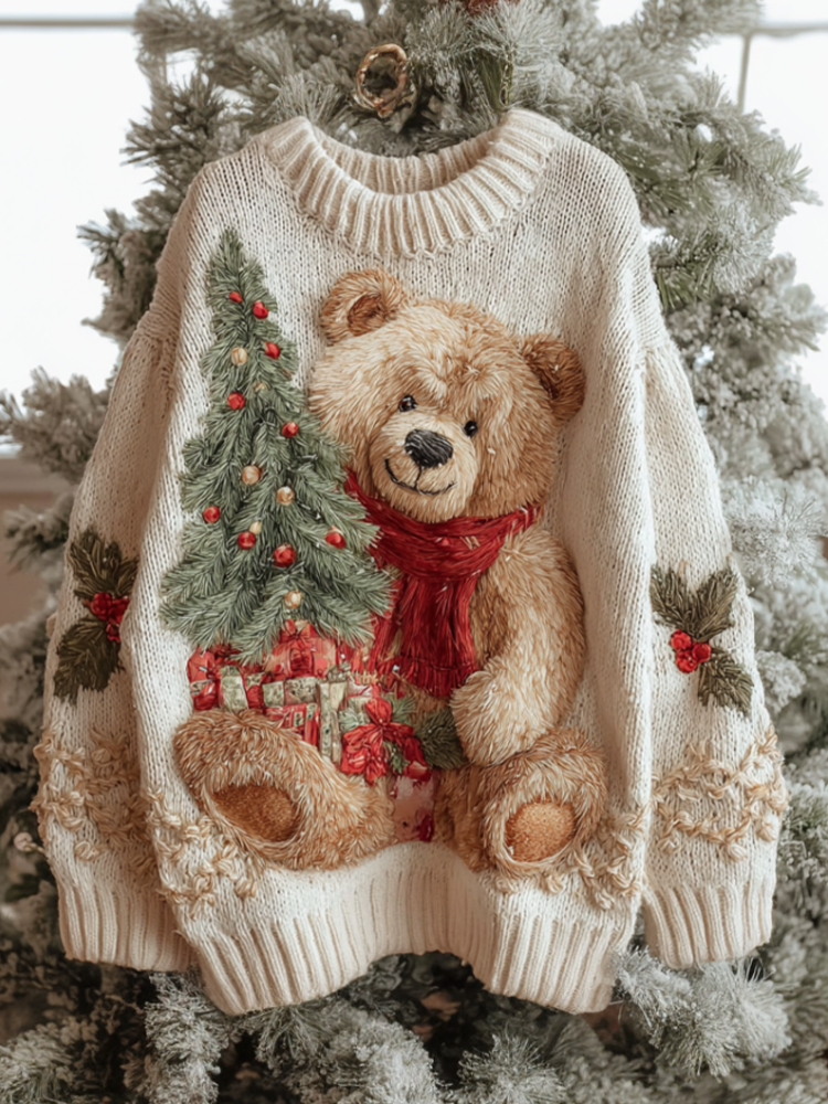 Christmas Fun Animal Women's Warm Knit Sweater artswardrobe
