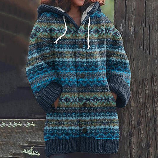 Vintage Icelandic Knit Jacquard Warmth Print Women's Sweater elevenforest