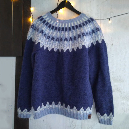 Vintage Icelandic Puunvuosi Knit Jacquard Warmth Crew Neck Sweater Unisex elevenforest