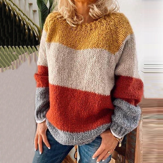 Vintage Icelandic Knit Patchwork Color Block Jacquard Warmth Crew Neck Sweater Unisex elevenforest