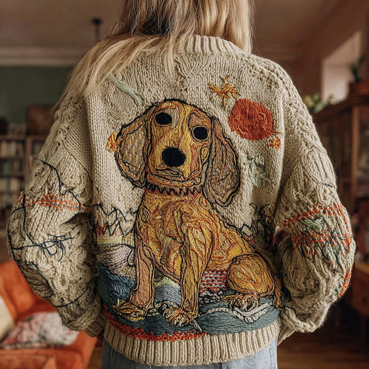 Women's Funny Dog Knitted Jacquard Crew Neck Sweater elevenforest