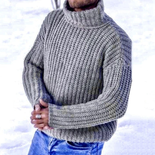 Men'S Thick Knitted Warm Solid Color Turtleneck Sweater elevenforest