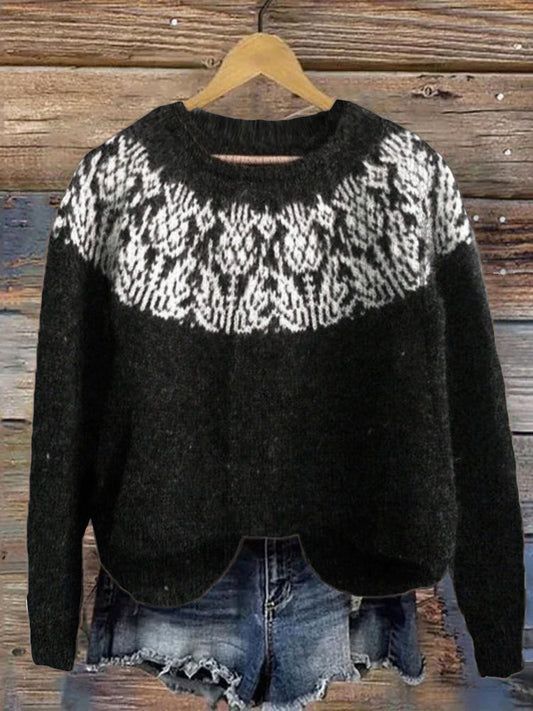 Scottish Thistle Flower Women's Icelandic Sweater artswardrobe