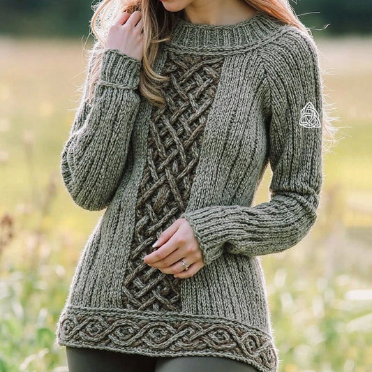 Women's Celtic Knot Jacquard Logo Aran Sweater elevenforest