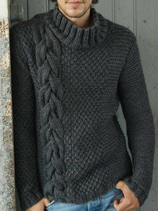 Single Twist Pattern Men's Turtleneck Sweater elevenforest