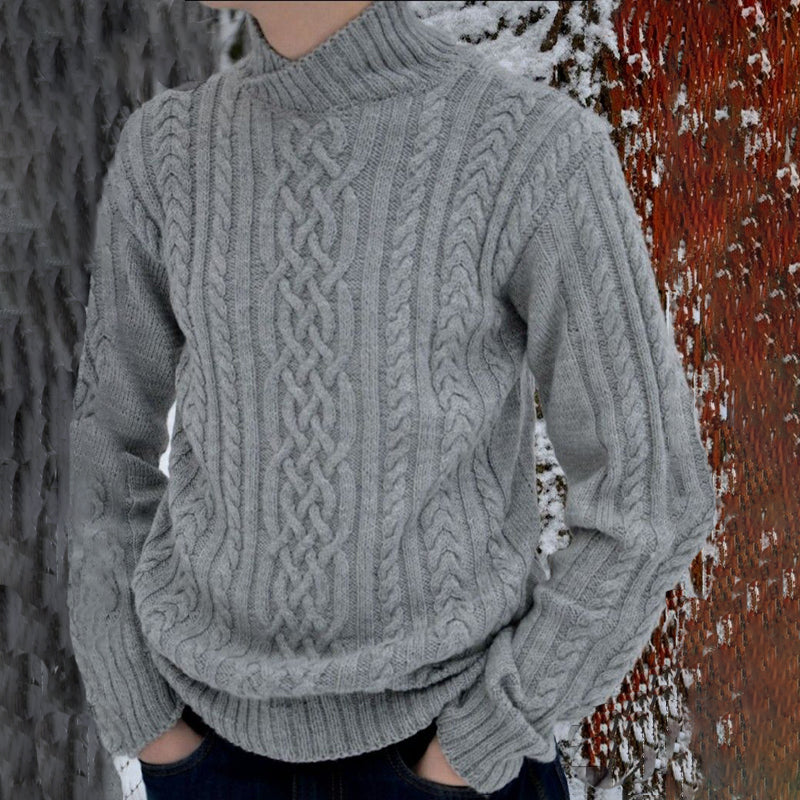 Mens Vintage High Neck Jacquard Weave Cozy Sweater artswardrobe
