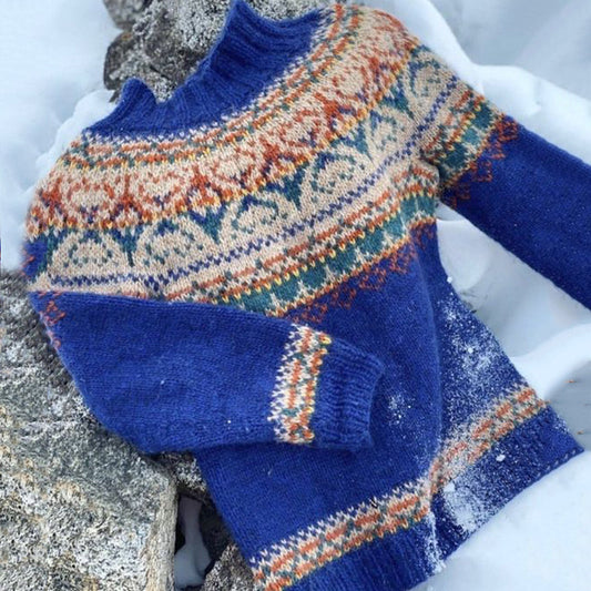 Vintage Alasuq Warmth Knit Jacquard Icelandic Crew Neck Sweater（Unisex） elevenforest