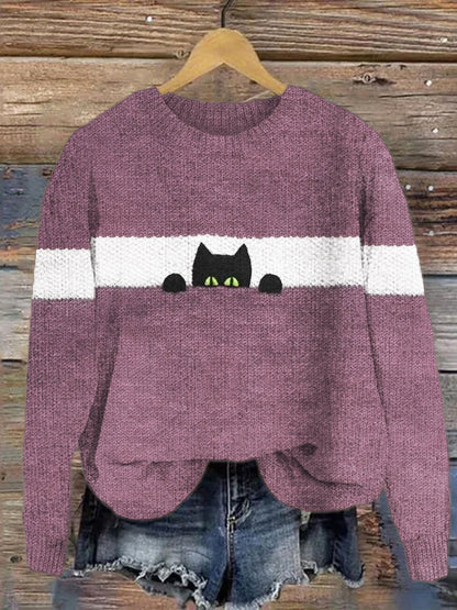 Funny Cat Knit Cozy Sweater elevenforest