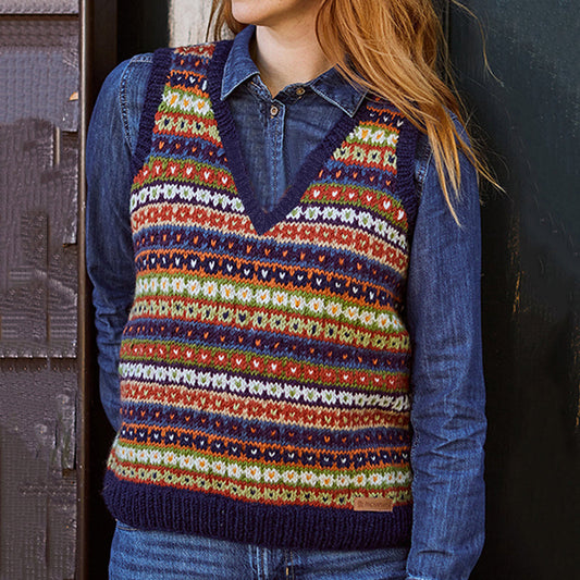 Vintage Geometric Icelandic Knit Vest Sweater elevenforest