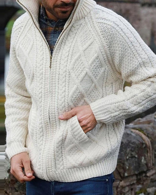 Mens Vintage Fair Isle Jacquard Weave Knitted Pocket Cozy Sweater elevenforest