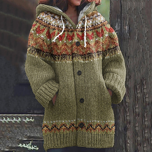 Vintage Icelandic Knit Jacquard Warmth Print Women's Sweater elevenforest