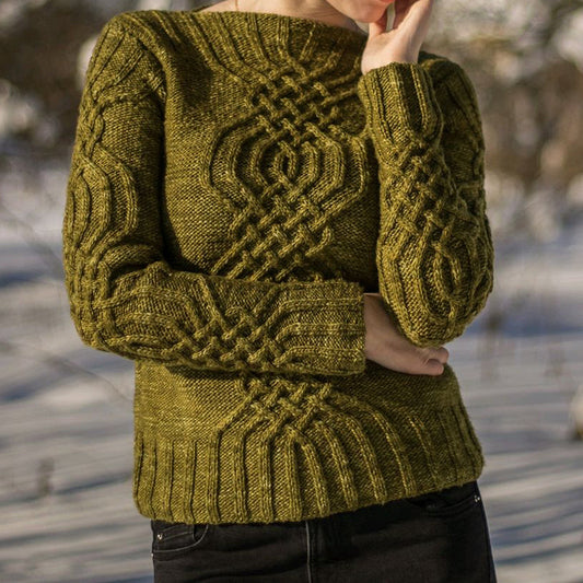 Vintage Chunky Knit Cable Jacquard Aran Sweater elevenforest