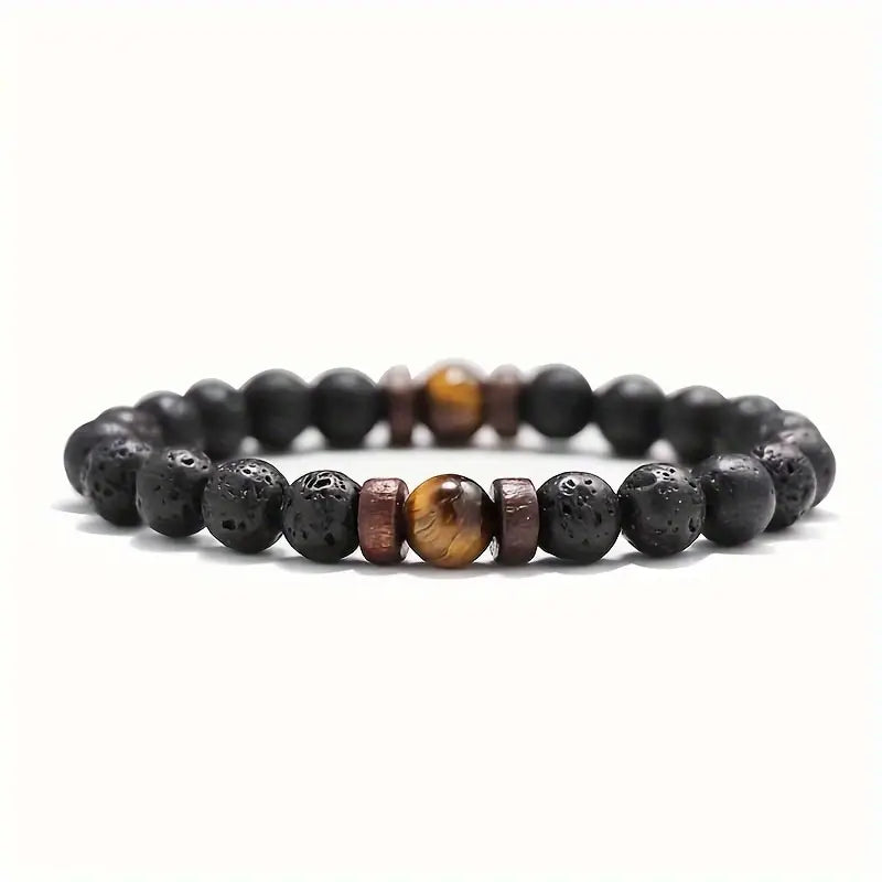 Earthy Stone Beaded Masculine Bracelet