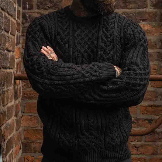 Vintage Men'S Cable Knit Aran Sweater elevenforest
