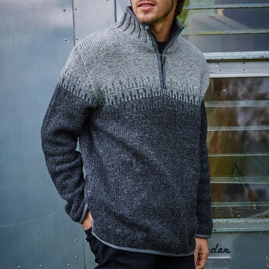 Vintage Warmth Heidelberg Knit Jacquard Icelandic Half Zip Collar Sweater（Unisex ） elevenforest