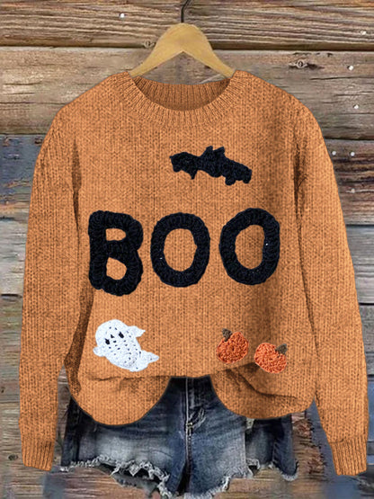 Halloween Boo Knit Cozy Sweater artswardrobe