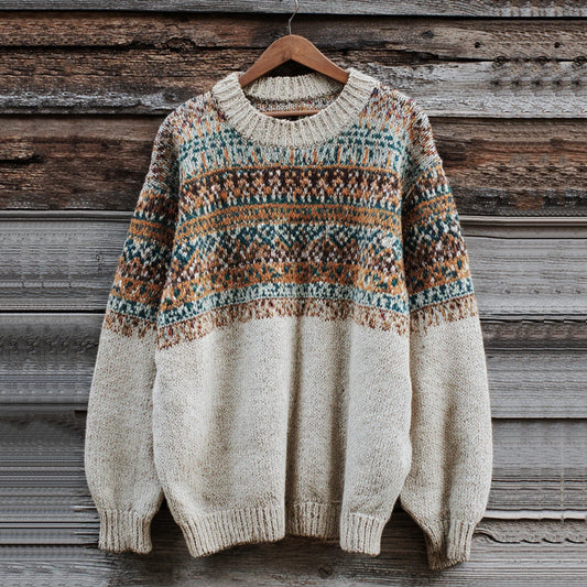 Men's Fairman Island Classic Pattern Knit Crew Neck Sweater elevenforest