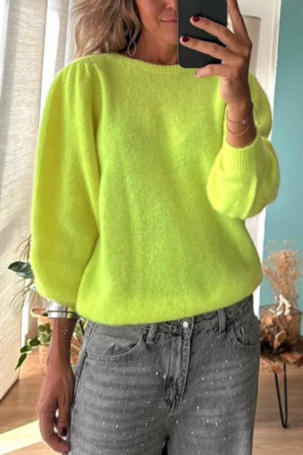 Sidney® | Bright, plain, relaxed knit sweater for winter days with a wide neckline