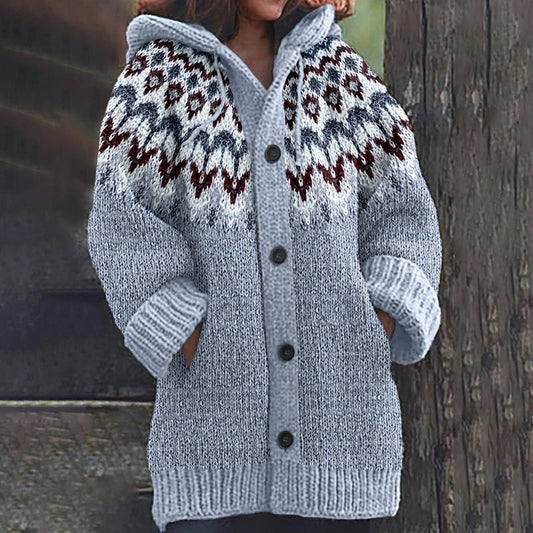 Women's Tribal Color Block Geometric Art Cozy Sweater elevenforest