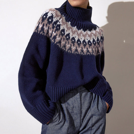 Vintage Icelandic Knit Women's Turtleneck Sweater elevenforest