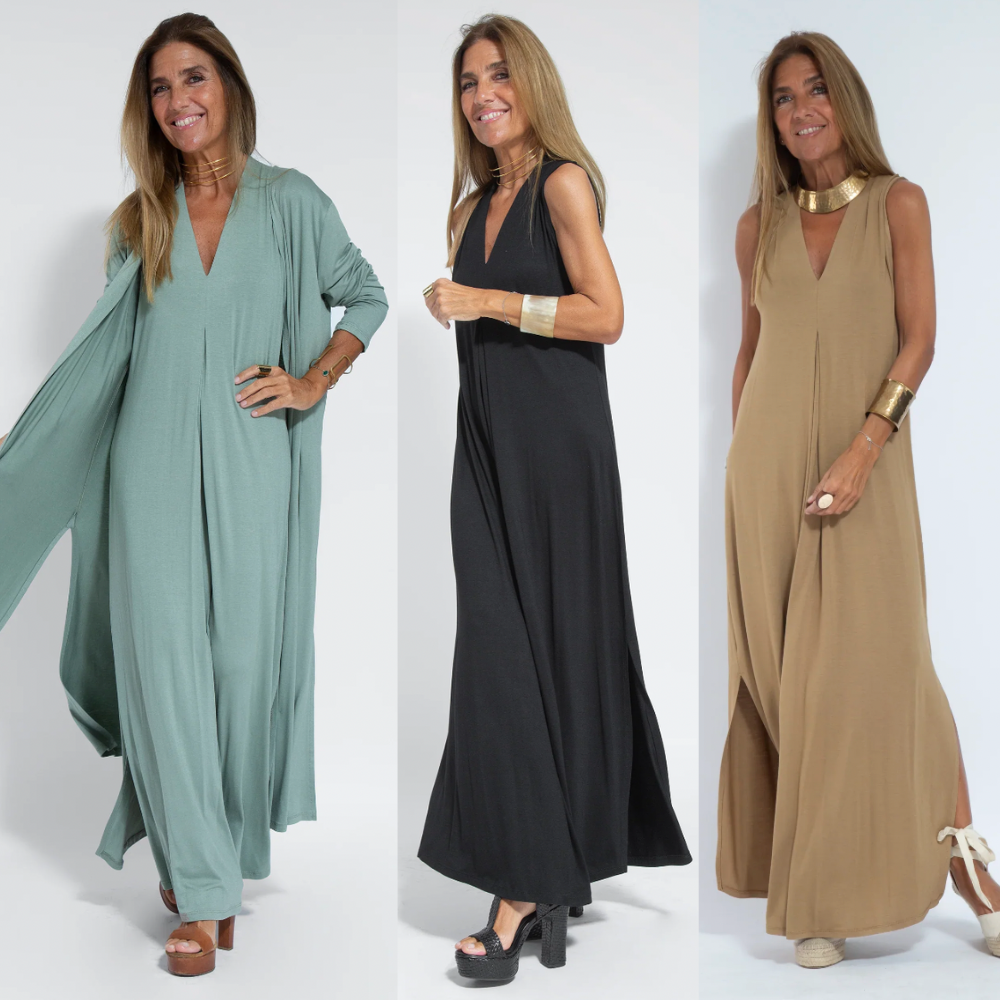Schwarzes Kleid + Strickjacke in Weiß
