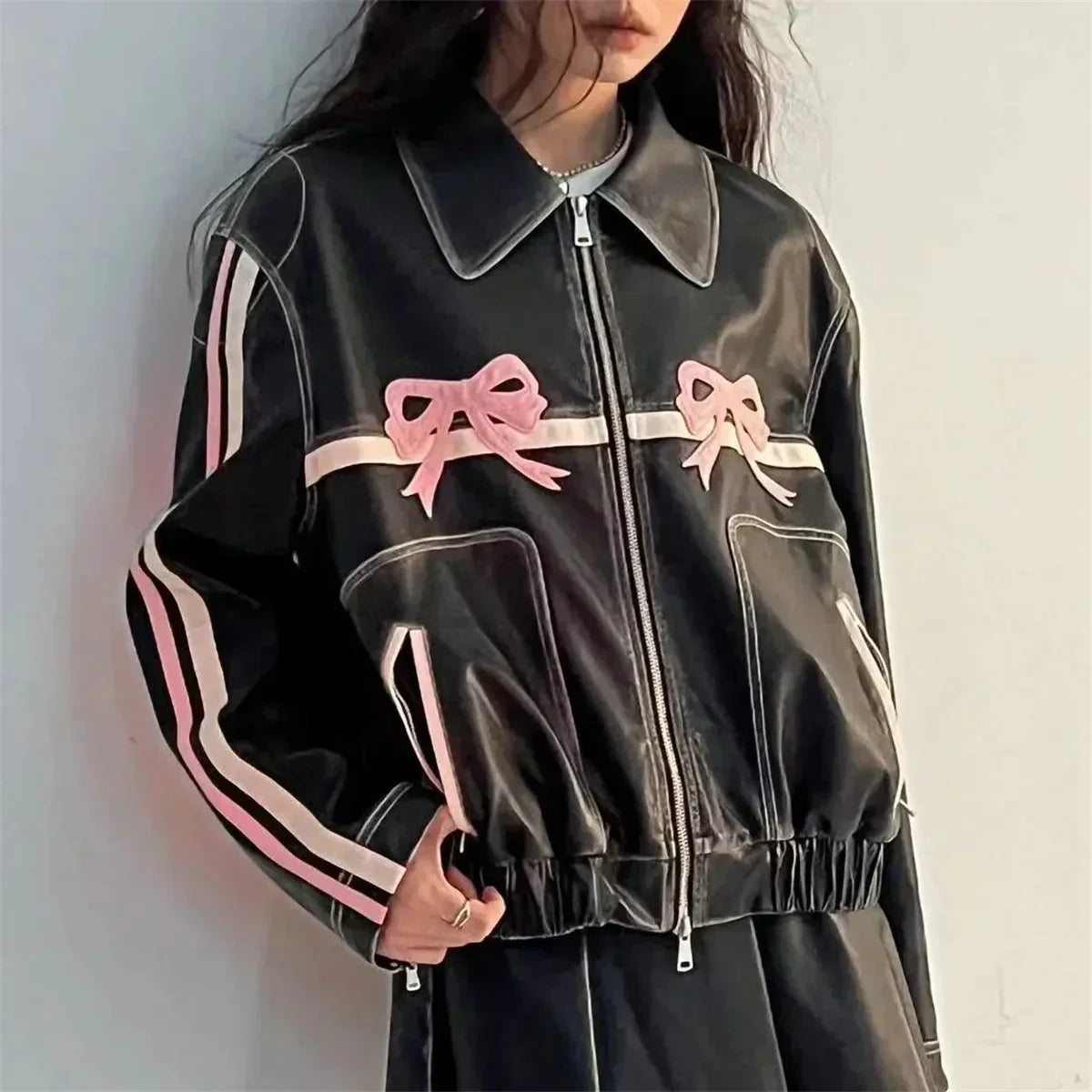 Black with pink bow