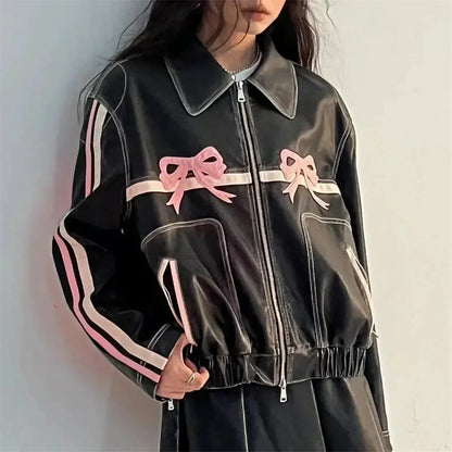 Black with pink bow