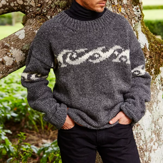 Vintage Mens Surf Jacquard Knit Sweater elevenforest