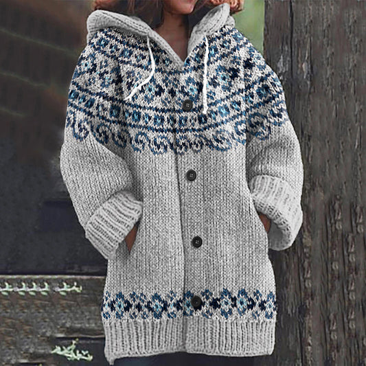 Vintage Icelandic Knit Jacquard Warmth Print Women's Sweater elevenforest
