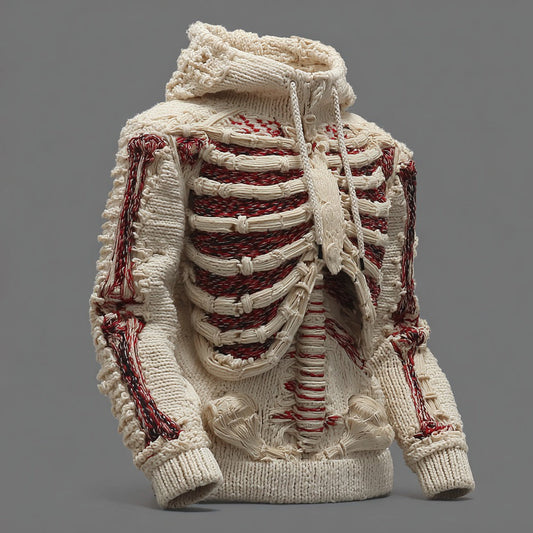 Men's Halloween Skeleton Art  Knit Hooded Sweater artswardrobe