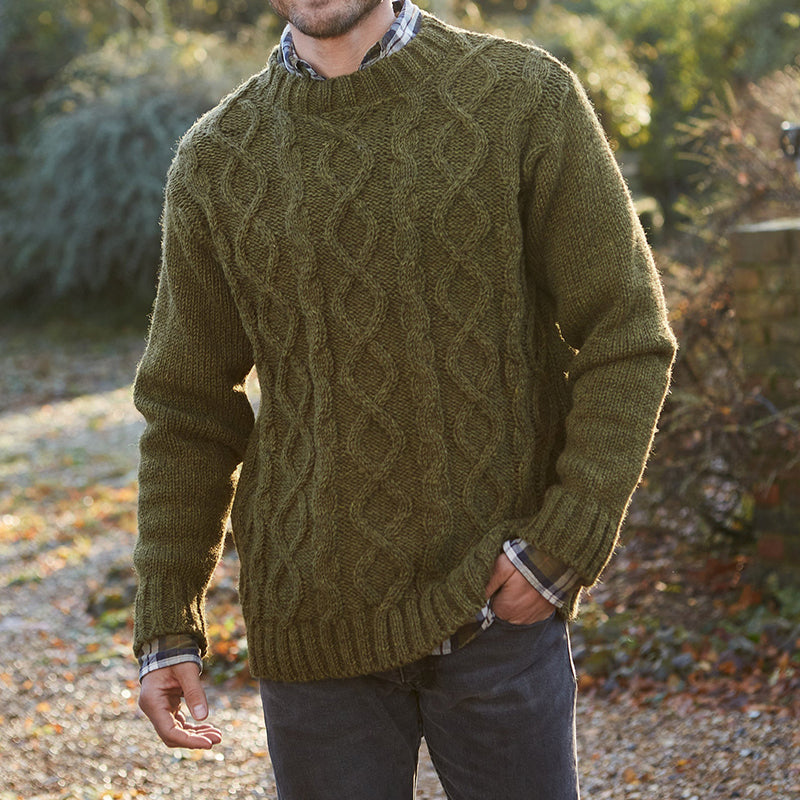 Mens Vintage Solid Color Fair Isle Knitting Pattern Pullover Sweater elevenforest