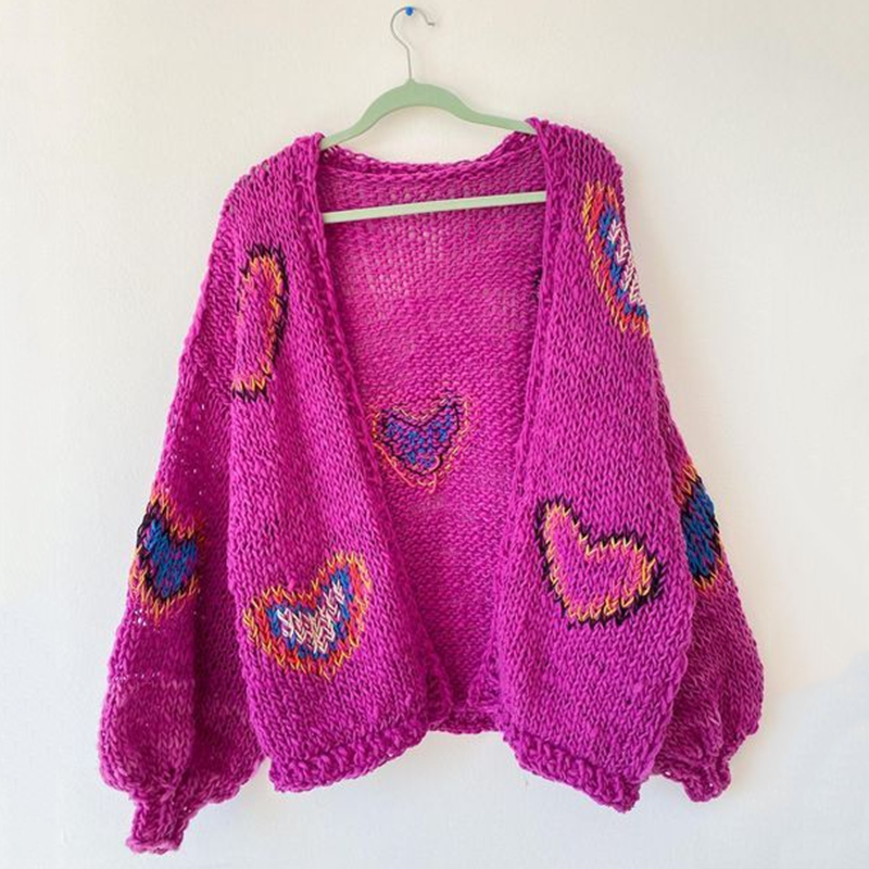 Women's Valentine Heart Button Down Cozy Sweater elevenforest