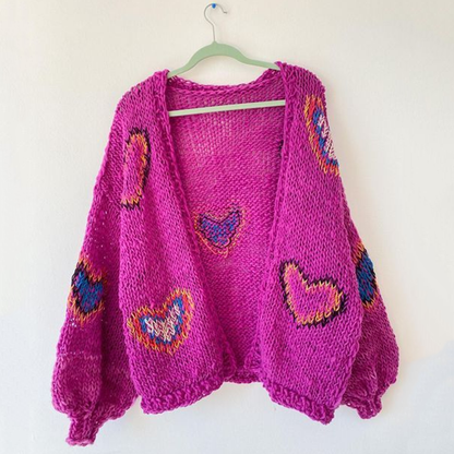 Women's Valentine Heart Button Down Cozy Sweater elevenforest
